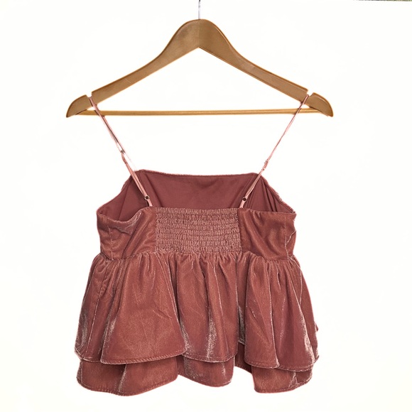Urban Outfitters Pink Velvet Babydoll Peplum Tank Top Womens SZ S Dainty Fairy - Picture 5 of 7